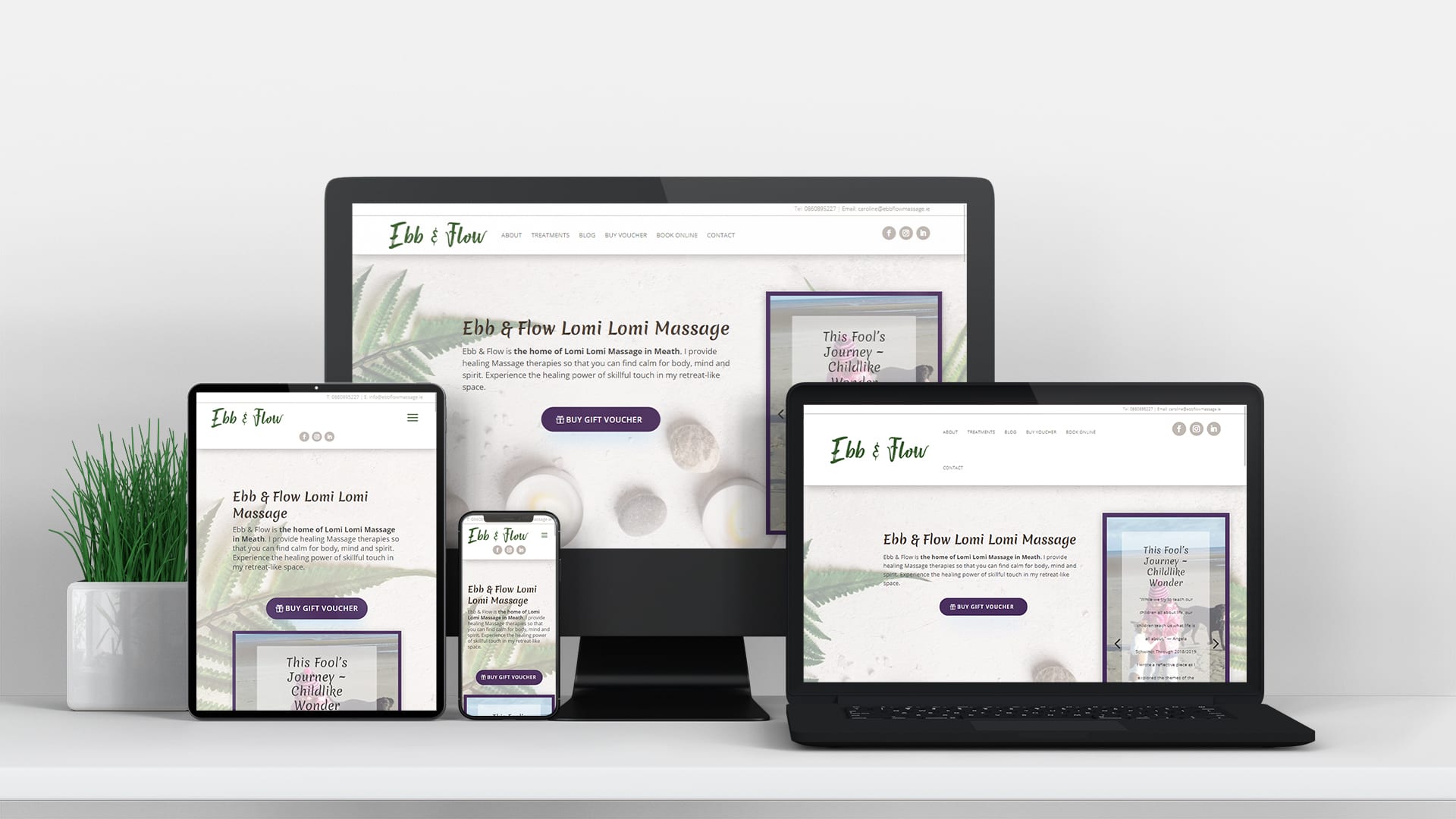 ebb and flow lomi lomi massage holistic massage Ireland design burst website design